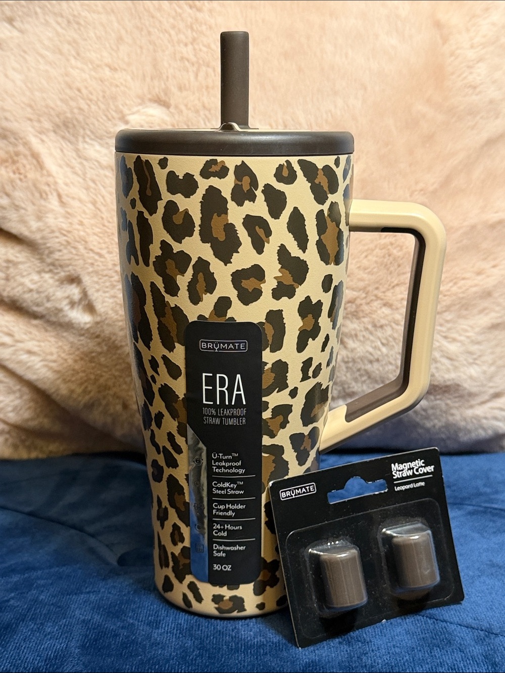 NEW Brümate Era 30oz Straw Tumbler with Magnetic Straw Toppers - Leopard Latte